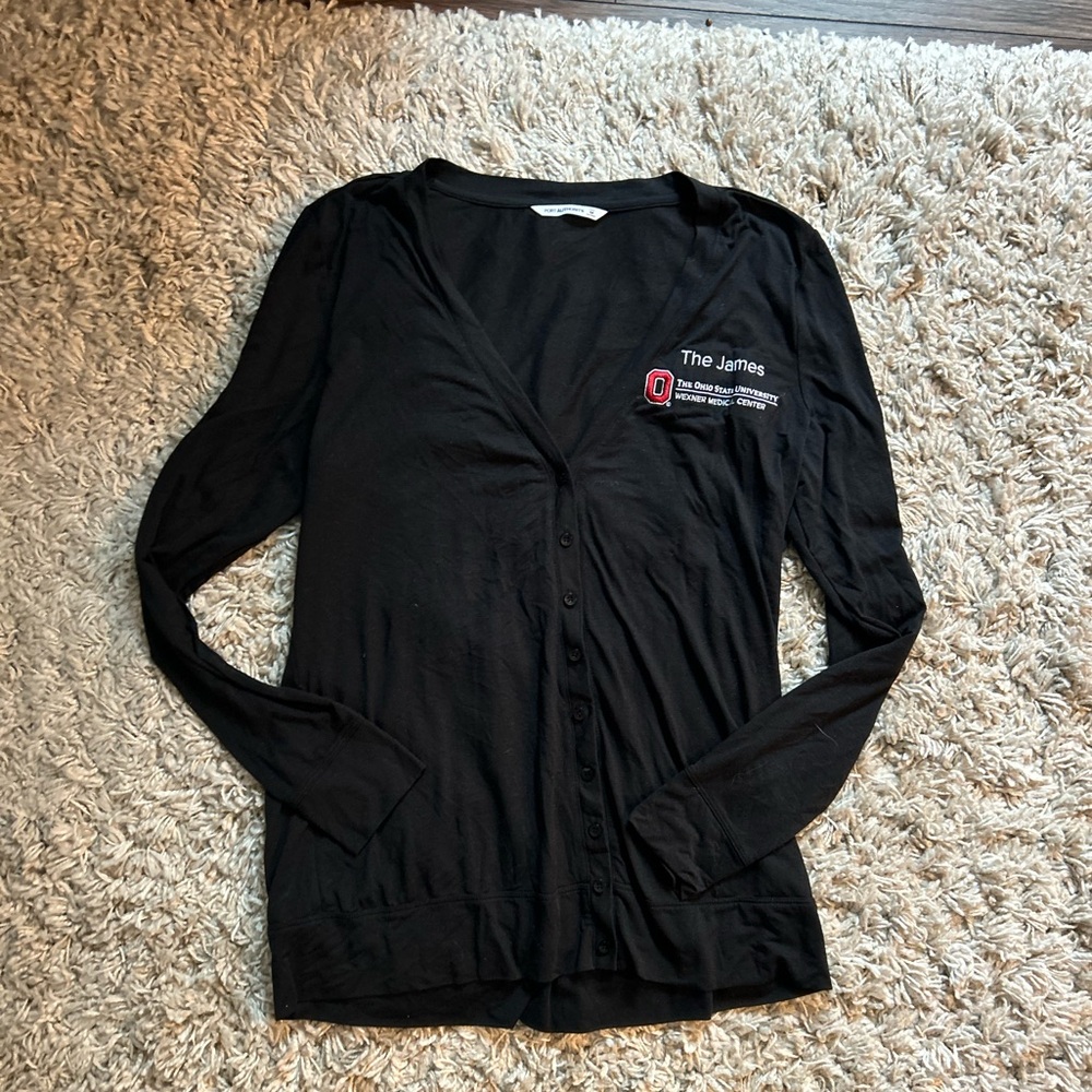 Ohio State The James Port Authority Black V-Neck with Red Embroidery